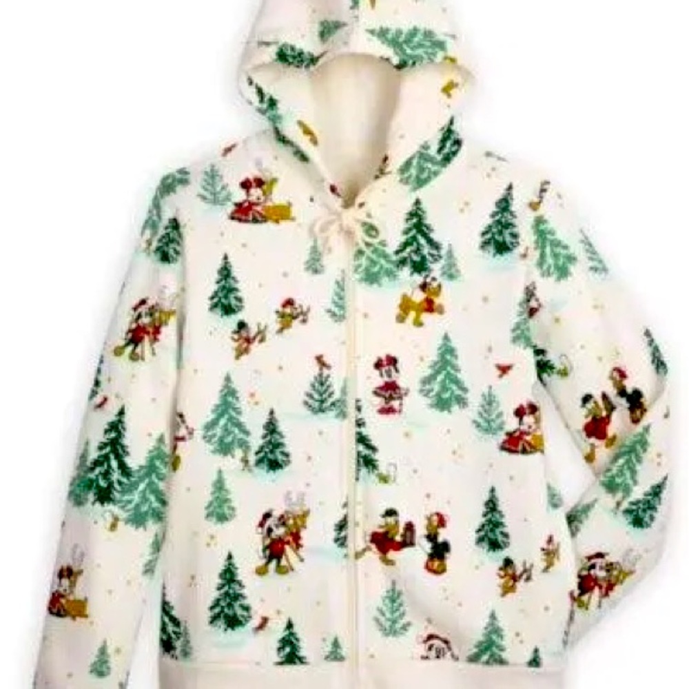Disney Parks Mickey Mouse & Friends Holiday Chritmas Zip Up Hoodie Size